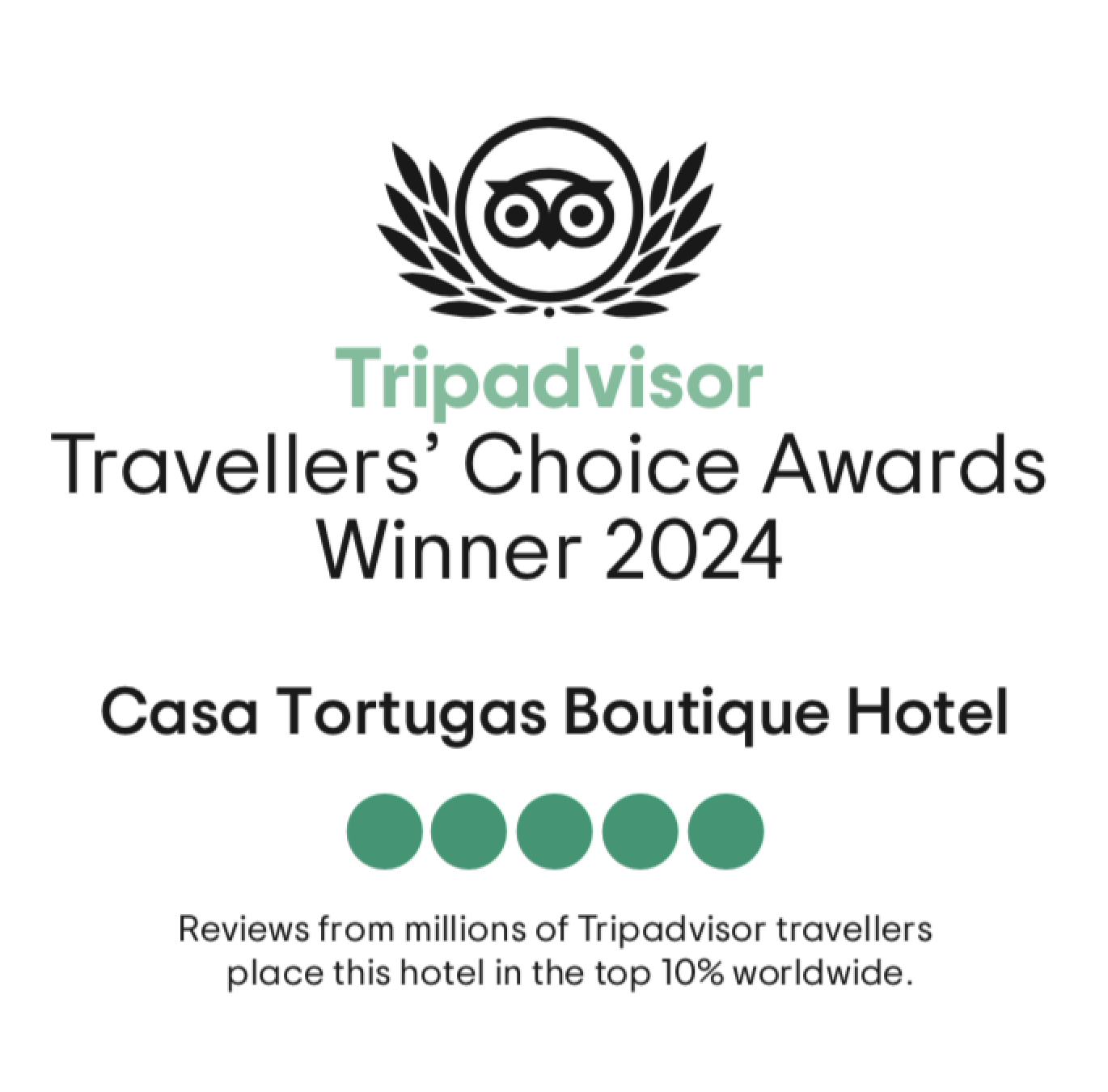 Casa Tortugas Boutique Hotel Tripadvisor Travelers' Choice Award 2024